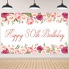 Vlipoeasn Elegant White Happy 80th Birthday Decorations for Women Rose Gold Flower Peony Photography Backdrop for 80th Birthday Party Surprise for Mother Cheers to 80 Years Old Birthday Party Supplies