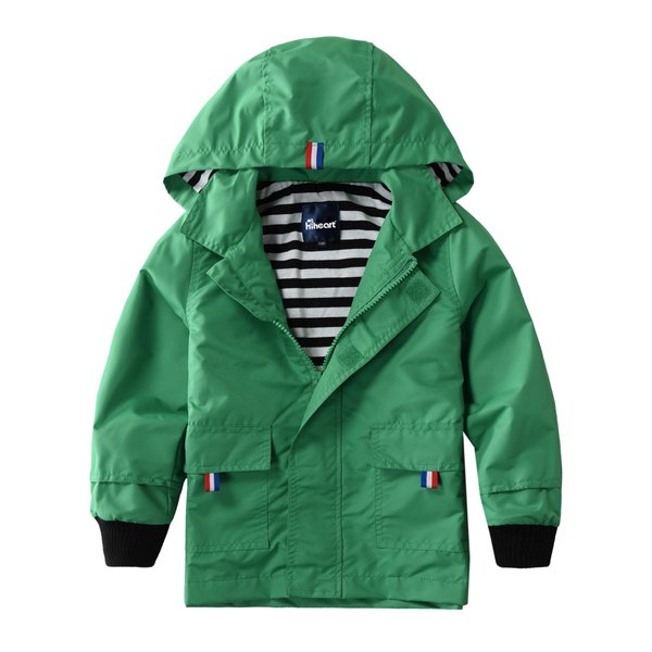 Hiheart Boys Girls Waterproof Hooded Jackets Cotton Lined Rain Jackets Green 3T