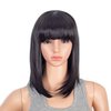 SWACC Short Straight Bob Wig with Bangs Synthetic Colorful Cosplay Daily Party Flapper Wig for Women with Wig Cap (Black-1B)