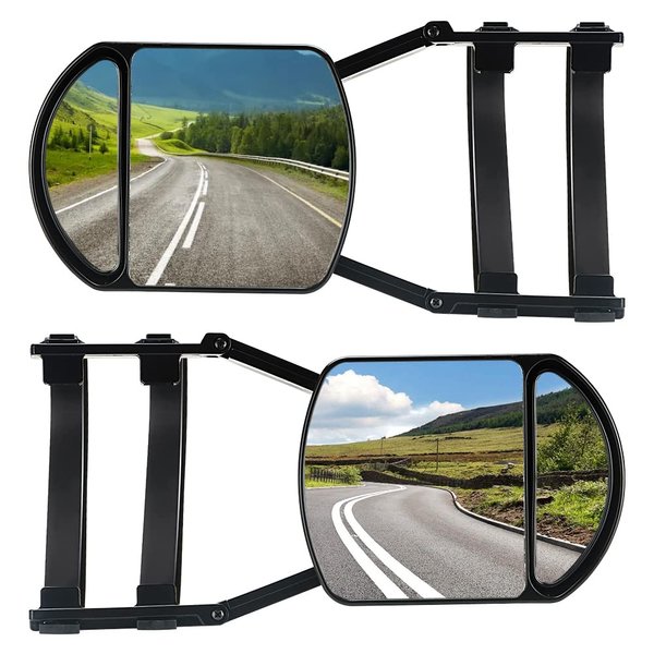 Lifronkit Universal Clip-on Towing Mirrors Extension Towing Mirror 360 Degree Rotation Adjustable Dual View Tow Mirror for Vehicle Car Truck Trailer, 2 Pieces