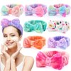 UMIKU 8 Pack Spa Headband for Women Headband for Washing Face Soft Coral Fleece Skincare Headband Makeup Headband Bow Hair Bands Head Wraps for Facial Face Wash Headband Spa Gifts Party Favors