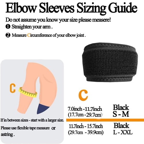 YAVOUN Elbow Brace for Tendonitis and Elbow Brace Support Strap, Counterforce Arm Band for Tendon Relief & Support for Forearm, Tennis Elbow Brace fit Men & Women (Black, S-M)