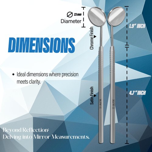 MJW Excellent Quality Dental Mirror with Handle, Stainless Steel Dentist Tools for Teeth Cleaning Inspection, Oral Hygiene Mouth Mirror for Daily Use CE ,Silver