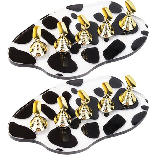 2Set Acrylic Nail Stands for Press on Nail Kit Nail Holder for Painting Nails Golden Alloy Nail Holder Magnetic Nail Display Practice Stand False Nail Tip Stand Nail Art Tool DIY for Homes and Salons
