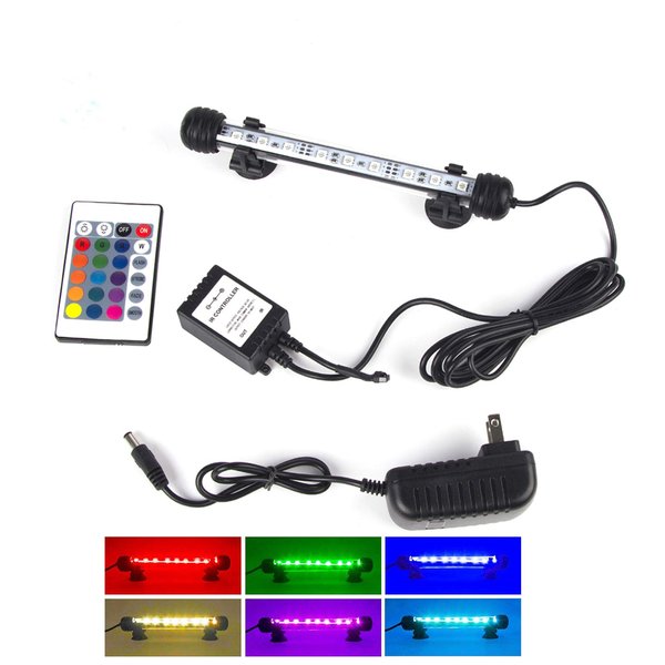 S SMIFUL LED Aquarium Lights RGB Fish Tank Lights Underwater IP68 Waterproof Submersible Remote Control Lid Hang Lights Color Changing Small Fish Aquarium Tank Pond Waterfall Lighting, 7.5 inch
