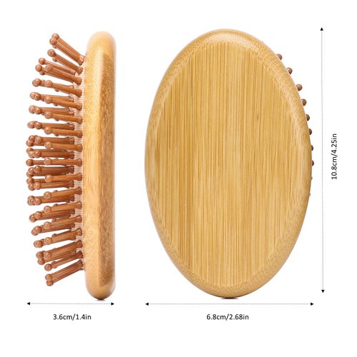 2pcs Bamboo Brush for Hair Growth No Handle Design Bamboo Hairbrush Natural Scalp Brush Mini Anti-Static Air Cushion Massage Comb for Women Men & Kids