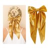 Yuyeran 2Pcs Super Big Bow Hair Clips French Style Soild Color Knotted Bowknot Spring Snap Barrettes Hair Clips with Long Ribbon for Women Girls (Champagne+Gold)