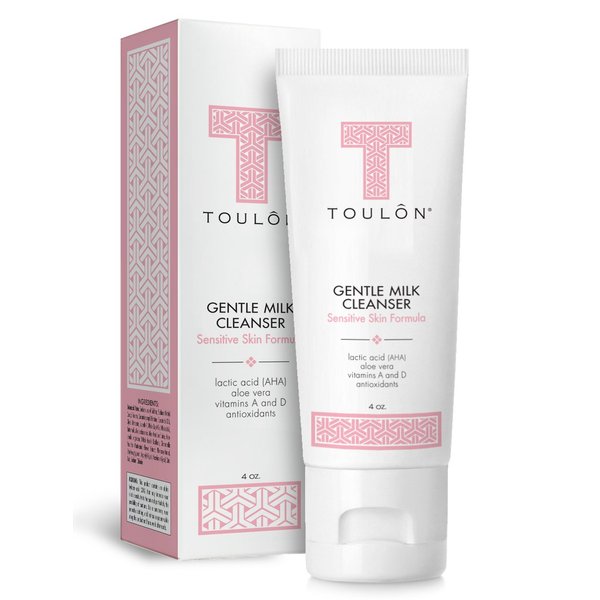 TOULON Gentle Milk Cleanser: Face Wash for Dry & Sensitive Skin; Mild Facial Cleanser with AHA, Lactic Acid, Aloe Vera & Antioxidants for Women