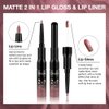 1Pcs 2 in 1 Neutral Mauve Matte Lip Liner and Liquid Lipstick Stain Makeup Set for women, Mauve Long Lasting Smudge Proof Lip Tint Matte Finish Lip Gloss for All-Day Color Hold Easy to Use 34#