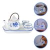 SUPVOX 1:12 Miniature Tea Cup Sets Dollhouse Porcelain Tea Cup Set Ceramic Chinese Flower Pattern Tea Cup Pot Set Doll House Accessories