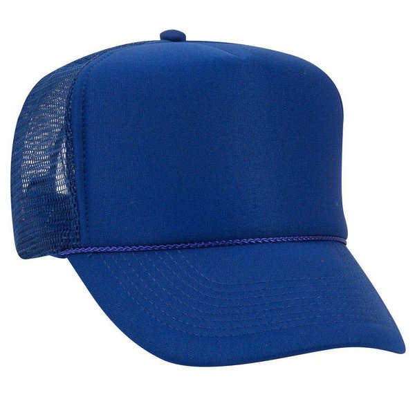 OTTO Polyester Foam Front 5 Panel High Crown Mesh Back Trucker Hat - Royal