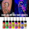 Fluorescent Tattoo Ink Set - Tattoo Inks Pigment Kit, 8 Color 1/2oz 15ml/Bottle Professional Tattoo Fluorescent Ink & Tattoo Equipment for Halloween Supplies