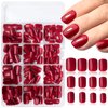 LoveOurHome 360pc Square Press on Nails Short Fake Nails Red Acrylic Press on Nails Square Nail Tips Full Cover Glue Nails Christmas Short Press False Nails with Glue Adhesive Tabs for Women Girls