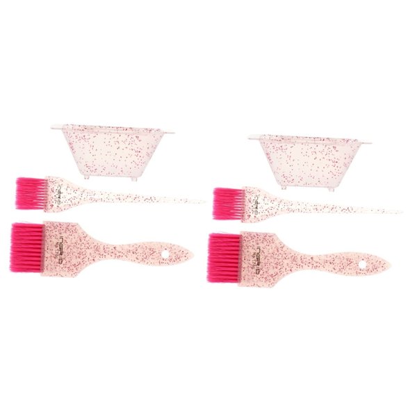 BIUDECO 2 sets Barber Kit Color Tool of Mini Bowls Hair & Tinting Professional Dressing Dying Bleaching Glitter Hairdressing And Dye Home Pink Mixer Tail Comb Brush Brush&