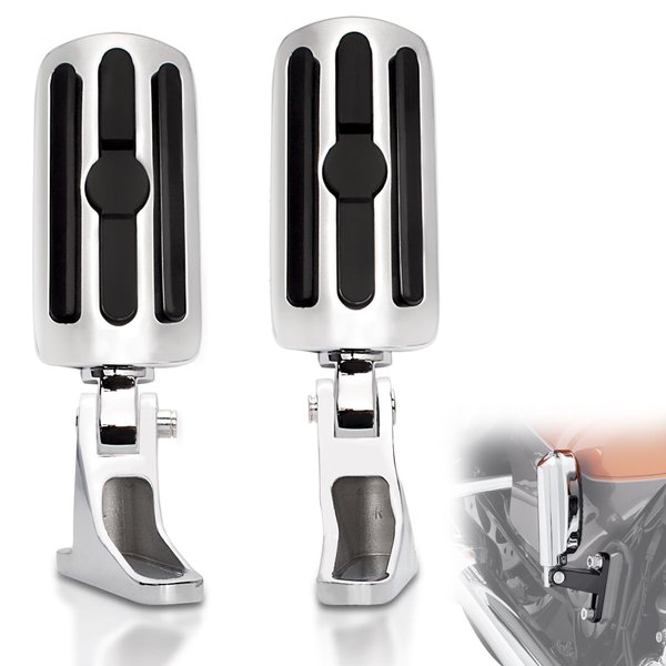 FOVPLUE Passenger Mini Footboard, Passenger Footpegs w/Mount Kit for Harley Touring 1993-2024,for CVO Electra Glide Road Glide Road King Street Glide Ultra Classic Ultra Limited Revival FLH,Chrome#2