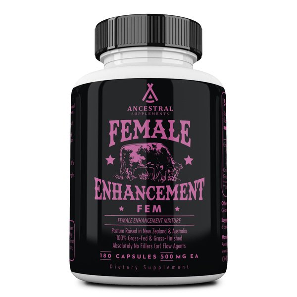 Ancestral Supplements Grass Fed FEM Liver Supplement for Women with Collagen, CoQ10, Vitamin B12, Joint Support Bone Marrow Capsules for Energy, Immunity, Pasture Raised, NonGMO, 500mg Each, 180 Count