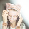 WHAVEL 3PCS Spa Headband Face Wash Headband and Wristband Set, Cute Bear Ears Headband for Washing Face Makeup Headband Facial Headband Wrist Bands for Washing Face (Coffee 01)