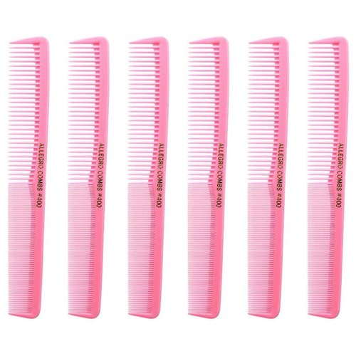 Allegro Combs 400 Barber Comb Hair Cutting Combs Pocket Combs Combs for Hair Stylist Comb Set Styling Comb 6 Pcs. (Fresh Pink)