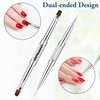 2pcs Hard Gel Nail Brush, French Manicure Brush French Tip Nail Gel Liner Brush, Builder Gel Brushes for Design Nails Dual-Ended Nail Design Brushes Rhinestone Handle Nail Brush Professional Nail Art