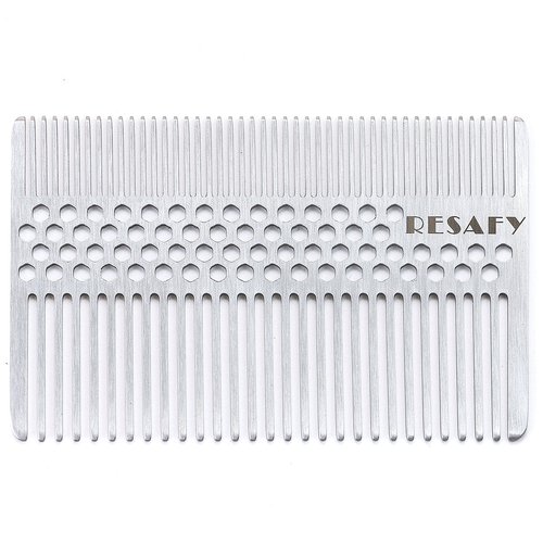 Resafy Stainless Steel Hair Comb Wallet Comb Credit Cart Size Pocket Comb