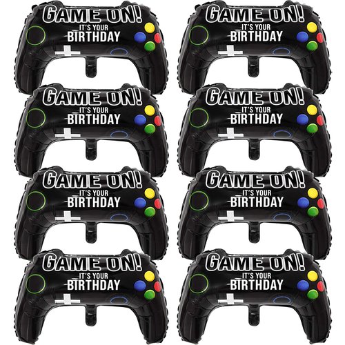 16 Packs Video Game Party Balloons, 23.6 x 15.7 Inch Game on Balloons Video Game Controller Aluminum Foil Balloon for Birthday Party and Game Party Decoration (16 Packs, Video Game Balloons)