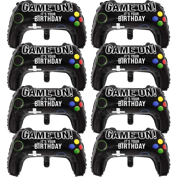 16 Packs Video Game Party Balloons, 23.6 x 15.7 Inch Game on Balloons Video Game Controller Aluminum Foil Balloon for Birthday Party and Game Party Decoration (16 Packs, Video Game Balloons)