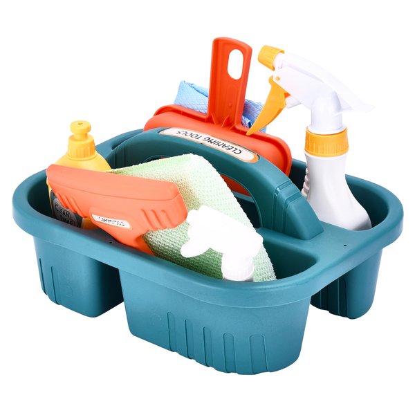 Kidzlane Kids Cleaning Toy Set of 8 - Toddler Cleaning Set - Green Durable Plastic, Ideal for Pretend Play and Teaching Responsibility, Promotes Motor Skills, Imaginative Play Toy for Ages 3-10