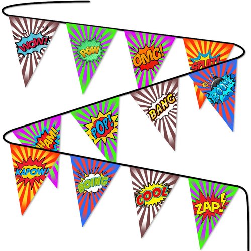 Fabric Pennant Banner for Hero Theme Birthday Party Decorations, Superhero Party Supplies, Hero Themed Banner for Kids Boys Baby Shower Decors Superhero Theme Birthday Party Yard Sign
