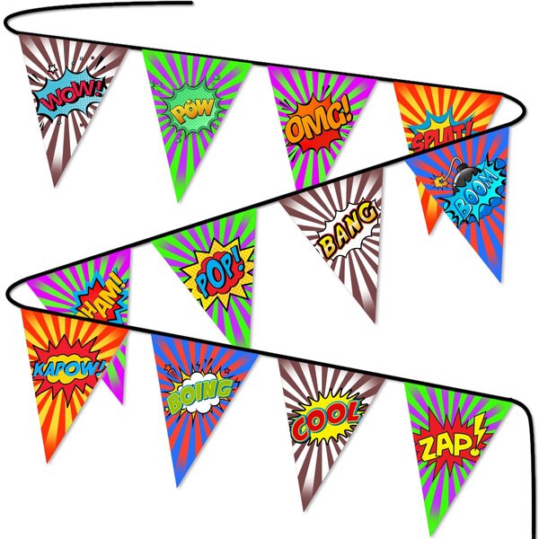 Fabric Pennant Banner for Hero Theme Birthday Party Decorations, Superhero Party Supplies, Hero Themed Banner for Kids Boys Baby Shower Decors Superhero Theme Birthday Party Yard Sign