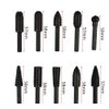 ASNOMY 10PCS Woodworking Twist Drill Bits, Wood Carving File Rasp Drill Bits 6.3mm(1/4") Shank Electrical Tools Woodworking Rasp Chisel Shaped Rotating Embossed Grinding Head with Storage Bag