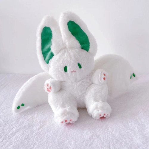PEACH CAT Cute White Bat Bunny Plush Pillow Kawaii Bat Rabbit Stuffed Animal for Kids 16"
