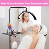Adjustable Metal Lash Tray Holder for Lash Tech Essentials - Functional Lash Trays Organizer with Phone Holder & Headband Holder Clip on Ring Light for Salon or Homes Use for an Origanized Workspace