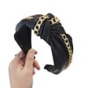 Wiwpar Knotted Headbands for Women Fashion Wide Headband Vintage Knotted Head Band Hair Hoop Hair Accessories with Metal Chain (Black)