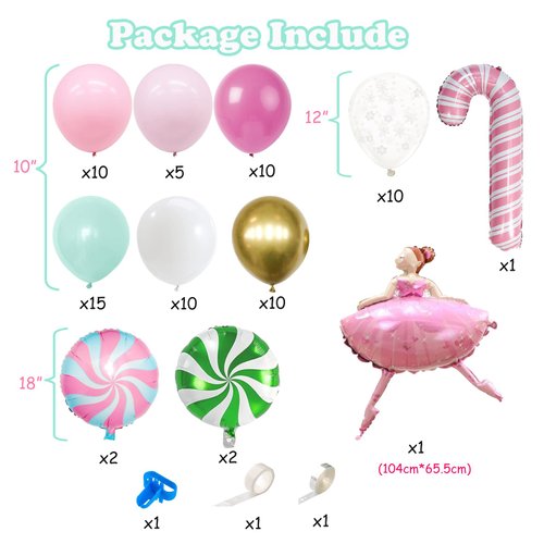 Christmas 1st Birthday Pink Green Pastel Balloon Garland Arch Kit With Sweet One Candy Cane Balloons For Girl Princess Ballerina Christmas Birthday Baby Shower Party Decorations
