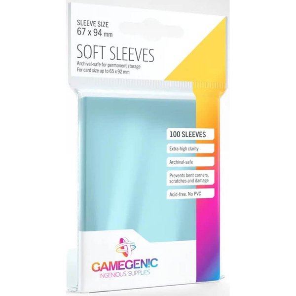 Soft Sleeves Pack of 100 Clear Standard Card Game Sleeves for Board Games and Card Games | Extra-High Clarity | Professional Protection for Up to 100 TCG Decks and Gaming Cards | Made by Gamegenic