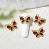 editTime Metal Alloy Nail Charms Rhinestones Kit 3D Gold Silver Stars Butterfly Heart Rose Flower Nail Gems Shiny Crystal Rhinestones Diamonds Jewelry (red-30)