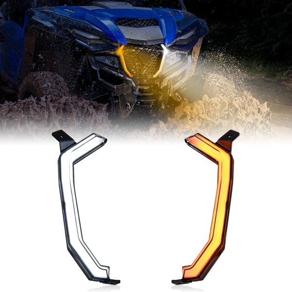 POKIAUTO Turn Signal Fang Lights for Yamaha RMAX 1000, Front Grille Fang Accent Signature Light LED Center Grill Light for Yamaha Wolverine RMAX2 RMAX4 1000 2021 2022 2023 2024 Accessories (2PCS)
