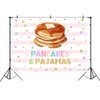 Lofaris Pancakes and Pajamas Birthday Party Backdrop Pink Stripes Colorful Confetti Sweet Girls Birthday Background Slumber Spa Sleepover Party Decor Cake Table Banner 7x5ft