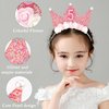 SuPoo 5th Birthday Decorations for Girl 5th Birthday Girl Headband Birthday Crown for Girls Glitter Hair Band for Party 5 Year Old Happy Birthday Decorations Flower Princess Tiara Hair Accessory