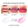 Magic Color Changing Lip Oil, Big Brush Moisturizing Lip Glow Oil Transparent Lip Care, Long Lasting Nourishing Plumping Glimmer Glow Lipstick, Tinted Lip Gloss Non-sticky Fresh (01 Clear to Pink)