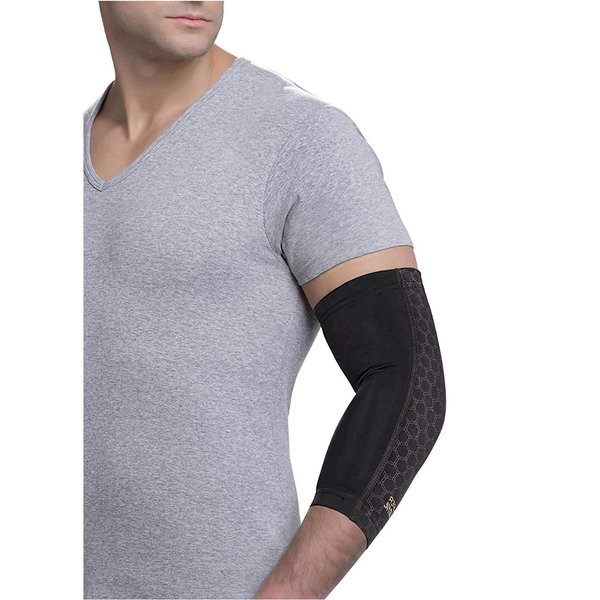 Copper Fit unisex adult Elbow Compression Sleeve Hosiery, Black, Medium US