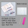 ROFIBUT 4th of July Press on Nails Short Square Fake Nails Glossy Red Blue French Independence Day Full Cover False Nails with white Stars Designs Reusable Glitter Glue on Nails for Woman Girls 24Pcs