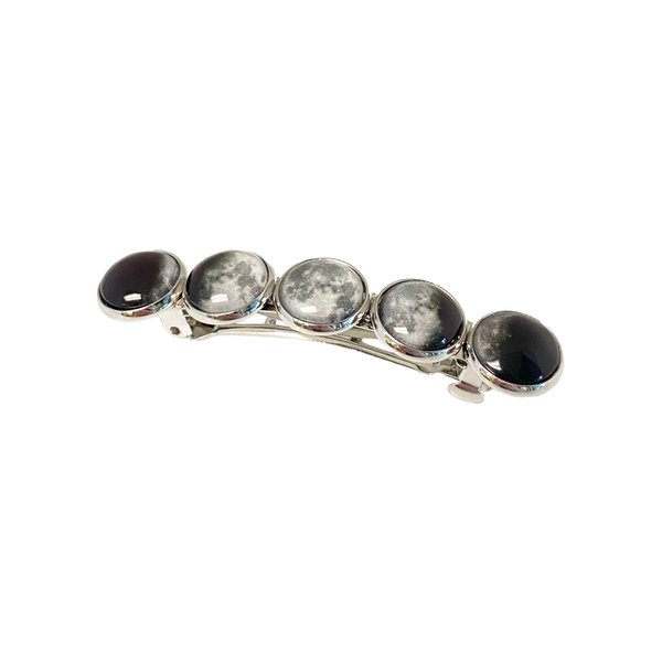 Moon Phase Barrette, Hair Clip, Celestial Jewelry, Lunar Cycle, Silver Accessory, Science and Teacher Gifts, Yugen Handmade