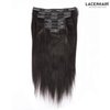 Lacer 10 inch Yaki Clip in Hair Extensions Human Hair, Natural Black Thick Light Yaki Straight Clip ins Remy Human Hair For Fashion Black Women with Relaxd Hair 120G 7Pieces