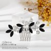 Catery Rhinestone Bride Wedding Hair Comb Black Crystal Side Comb Bridal Hair Piece Leaf Headpiece Bridesmaid Hair Accessories for Women and Girls (Black)