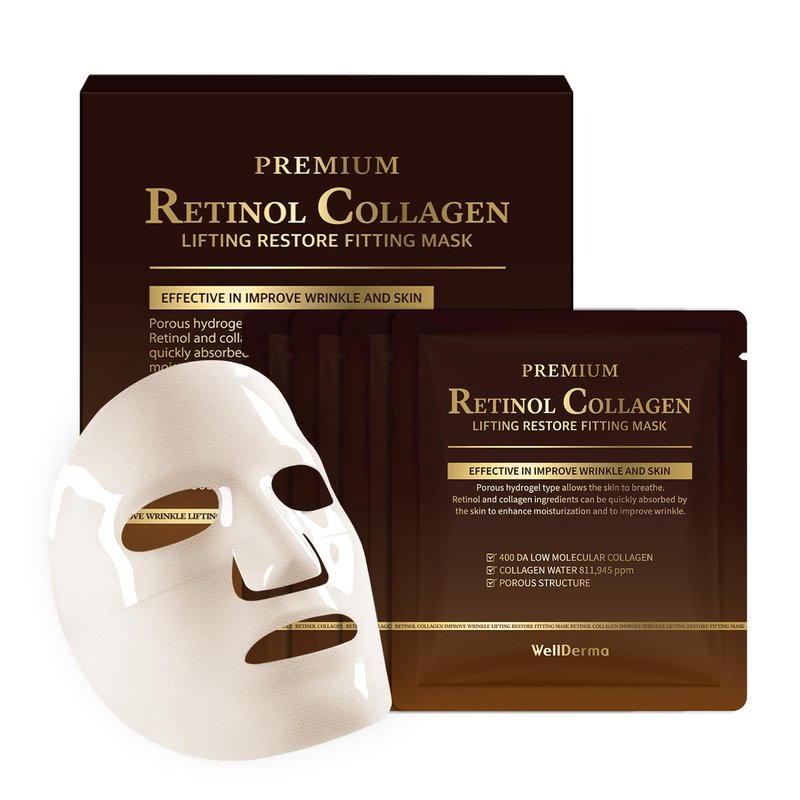 WELLDERMA Premium Retinol Collagen Fitting Mask, Hydrogel Face Mask ...
