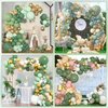 Amandir 153pcs Sage Green Balloon Garland Arch Kit, Different Sizes 18 12 10 5 inch Green Blush Gold Latex Metallic Confetti Gold Balloons for Birthday Baby Shower Wedding Safari Forest Decorations