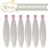 MSMUSAS Braiding Hair Pre Stretched 6 Packs 30 Inch Hot Water Setting Synthetic Prestretched Twist Braid Hair Yaki Straight Braiding Hair Extensions for Braids(30Inch, Silver)