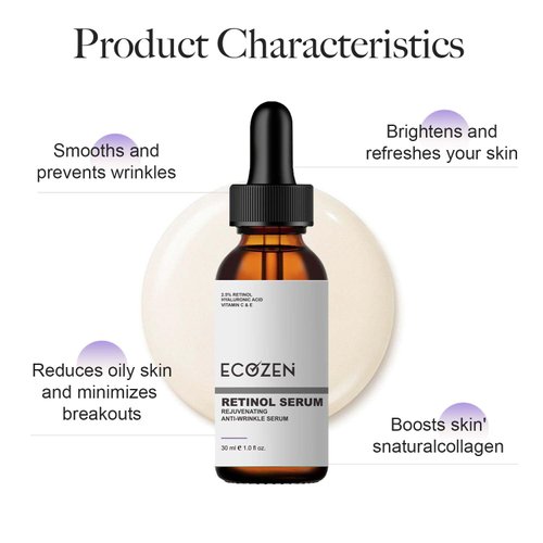 Retinol Serum, 2.5% Retinol, Hyaluronic Acid, Vitamin C & E, 1 fl oz