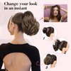 Flufymooz Ponytail Extension, 8 inch Short Claw Ponytail Extension Wavy Curly Jaw Clip in Pony tails Hair Extension Natural Synthetic Hairpiece for Women (Copper Red)